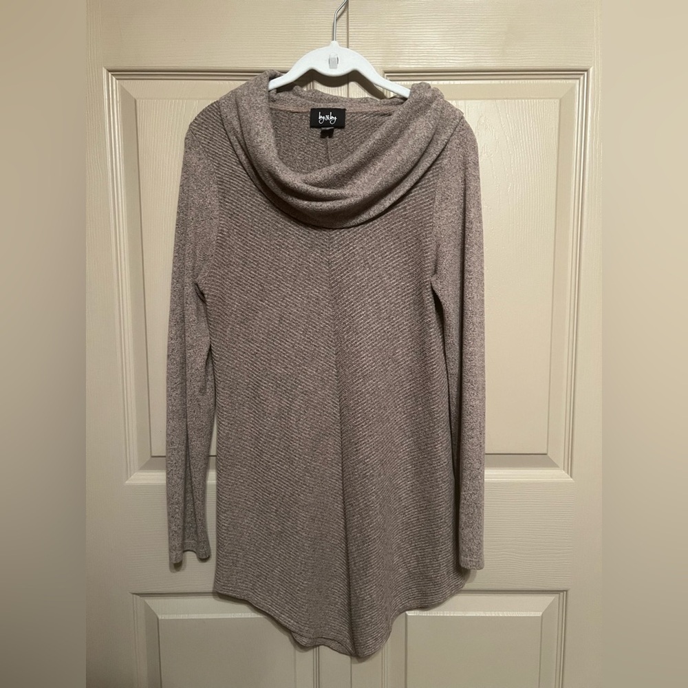by & by Women's Cowl Neck Sweater in Taupe